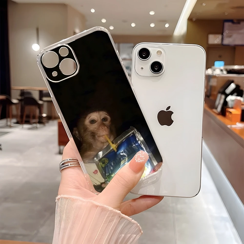 Чехол для телефона с принтом обезьяны 15 Pro Max iphone 14 Plus 11 12 13 Mini 7 8 X XR XS SE прозрачный
