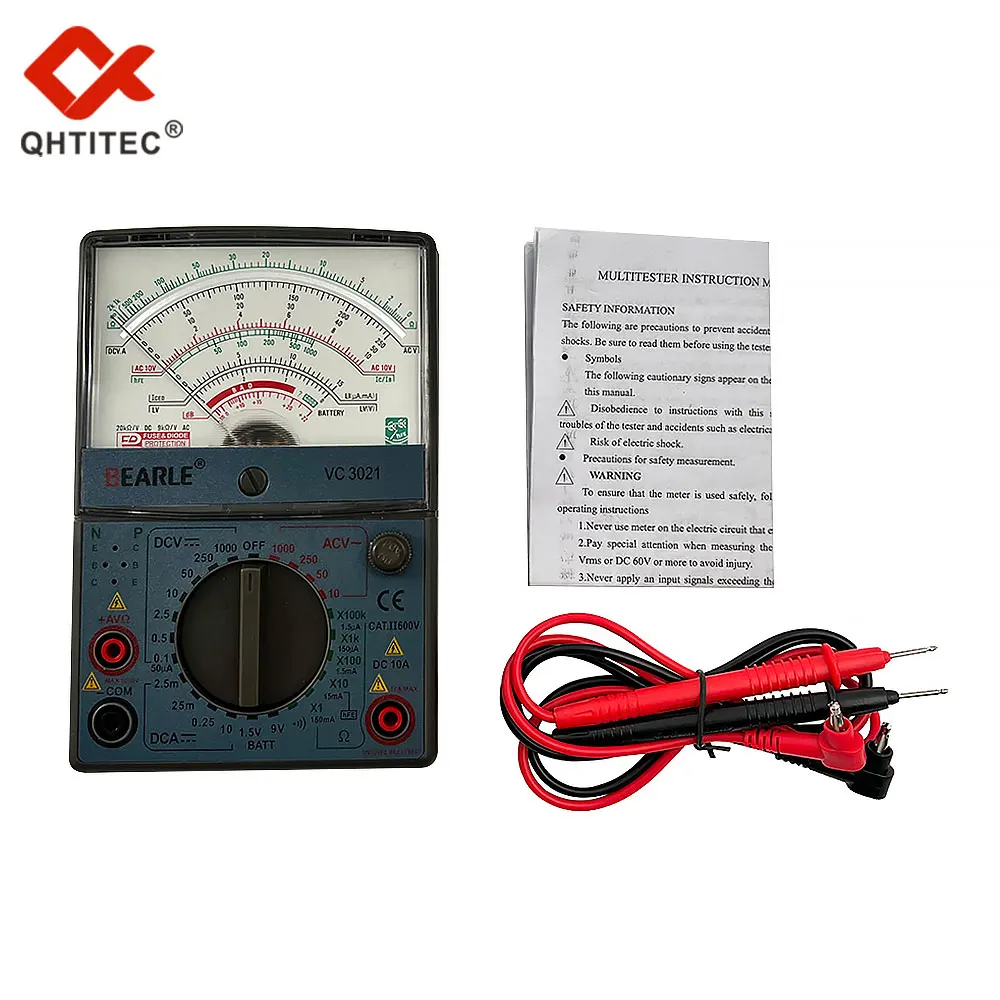 

QHTITEC 3021 Pointer Multimeter AC/DC 1000V 10A Ammeter Voltmeter 3 In 1 Professional Electrician Tester Meter Auto Tools