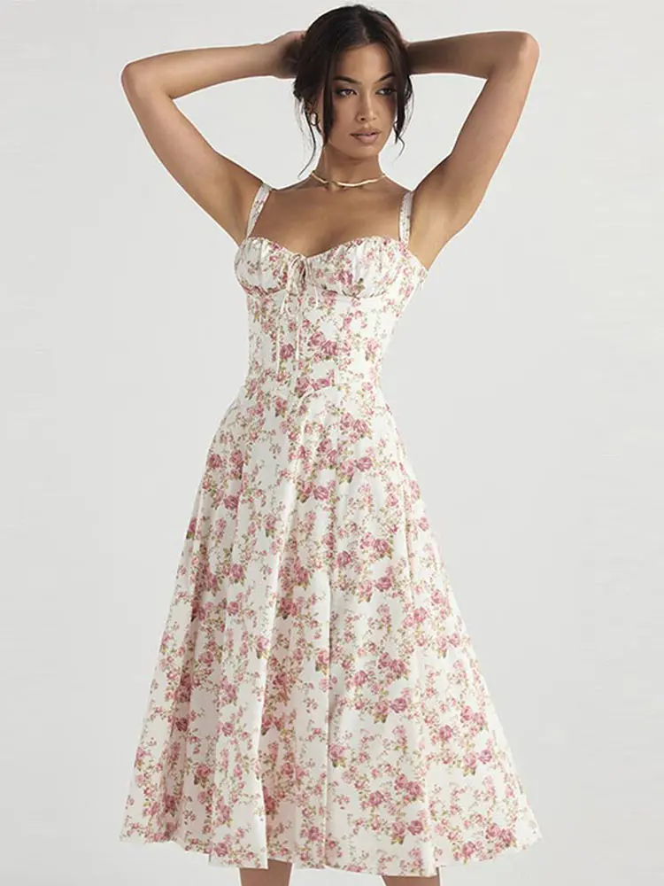 

Элегантное платье на бретельках с принтом, женские модные облегающие платья на шнуровке без рукавов, новинка 2023, летние шикарные женские Клубные юбки