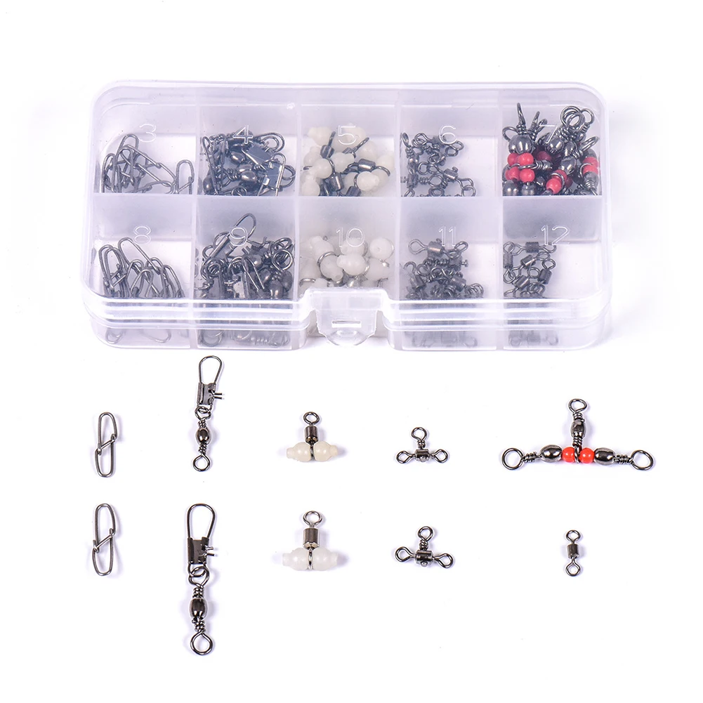 

100pcs Fishing Snap Link Swivels Sea Carp Pike Rigs Terminal Tackle Rigs Outdoor Metal Tool American 8-character Swivel Sub-pin