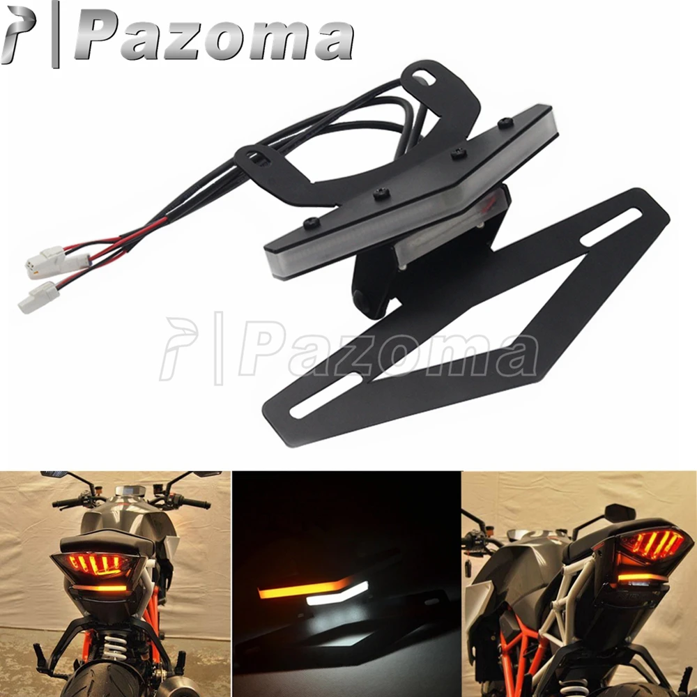 

Black Steel Supermoto Tail Tidy LED Fender Eliminator Bracket For 1290 Super R 2014 - 2019 Motorcycle License Plate Light Holder