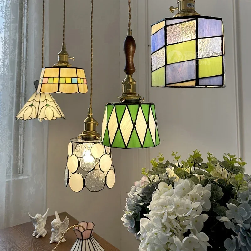 

Handmade Glass Chandeliers Ceiling Tiffany Pendant Light Bedroom Dinning Room Kitchen Lamp Lighting Fixture Home Decor Luminaria