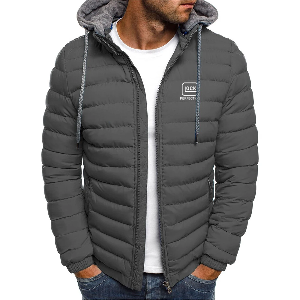 

2022 Glock Perfection Shooting Mens Jacket Winter Warm Print Hooded Cotton-Padded Brand High-Quality Clothes Coat