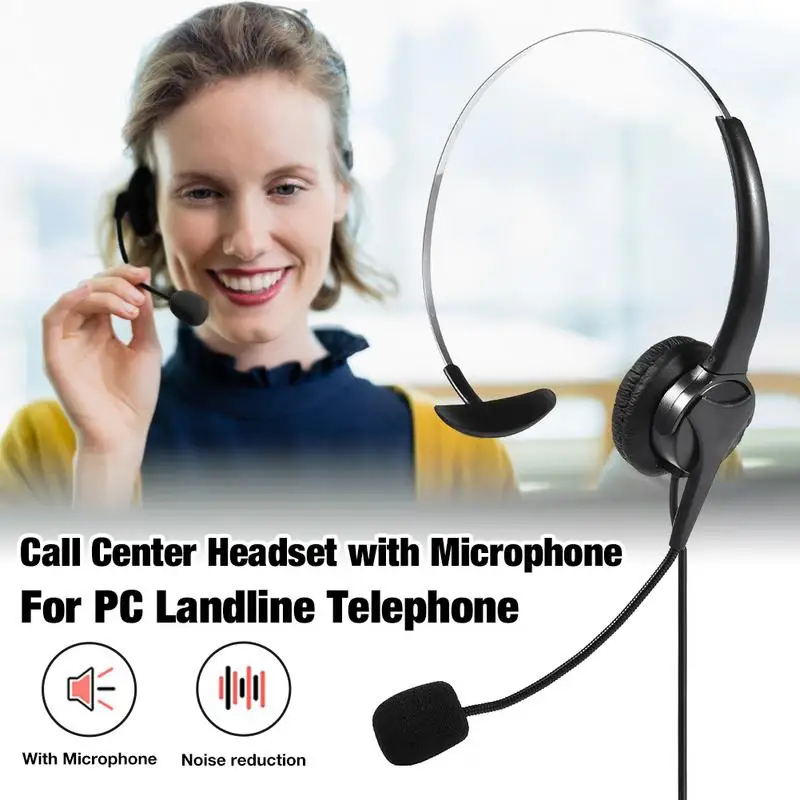 

For Call Center Single-Sided USB Headset With Mic Telephone Operator Headphone Noise Reduction HD Earphone For Customer Service