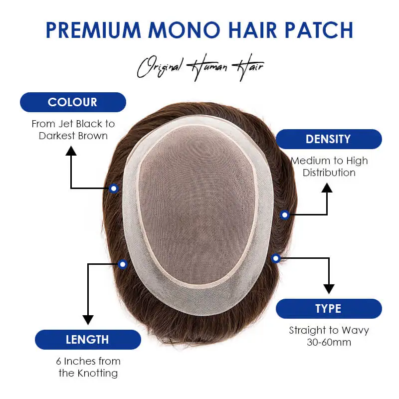 Мужской парик Lekika моно 100% натуральные волосы