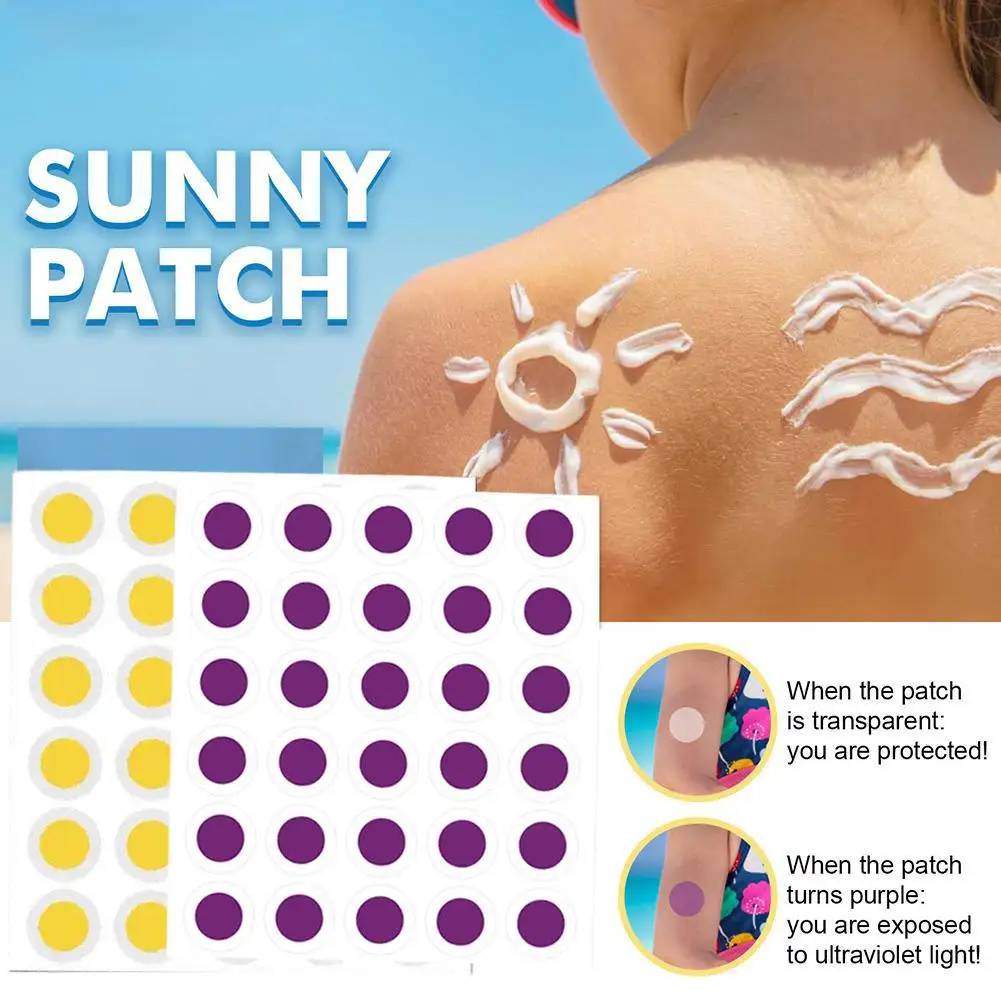 

60 Pcs UV Detecting Patches Sunscreen Stickers Waterproof Self-adhesive Protection Patch Detection Reminder Sunny Transpare W0W0