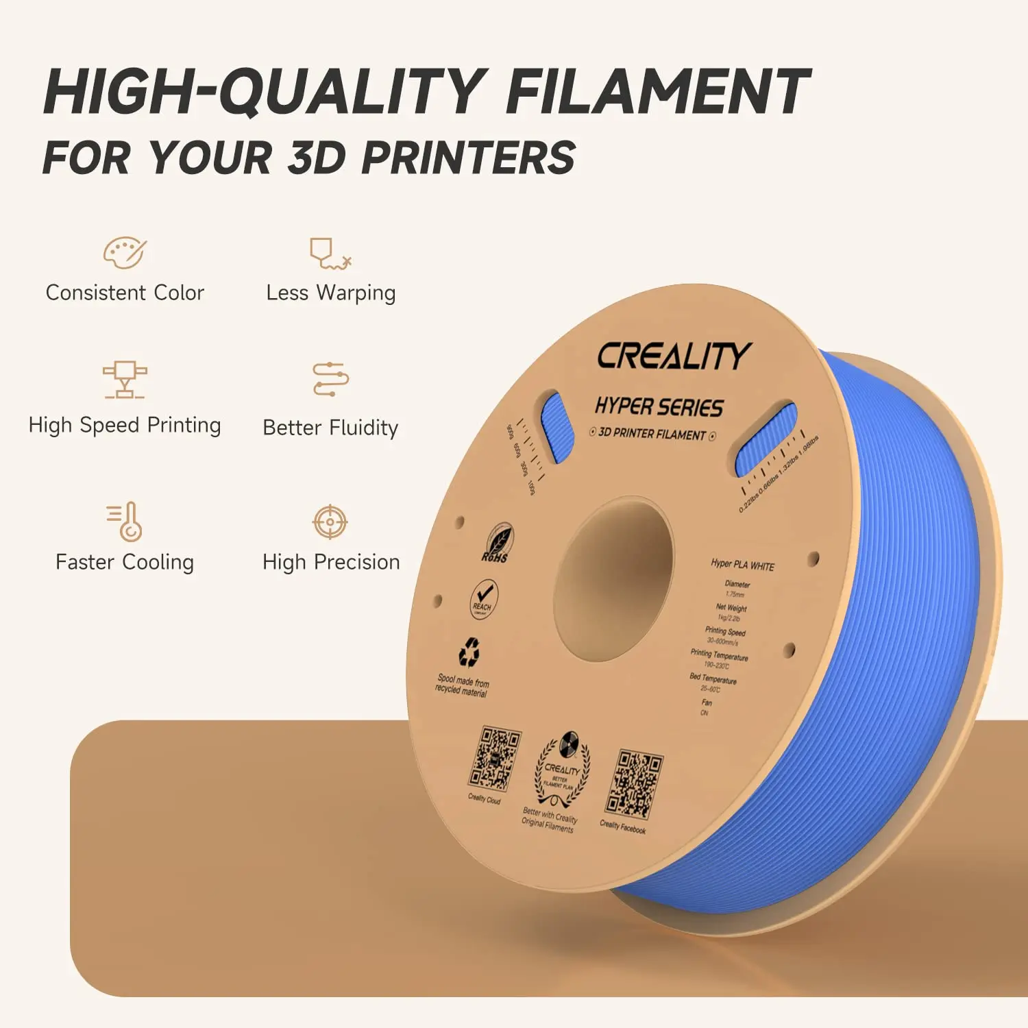 CREALITY высокоскоростной PLA-Филамент 1 75 мм гипер серии PLA расходные материалы 3D для