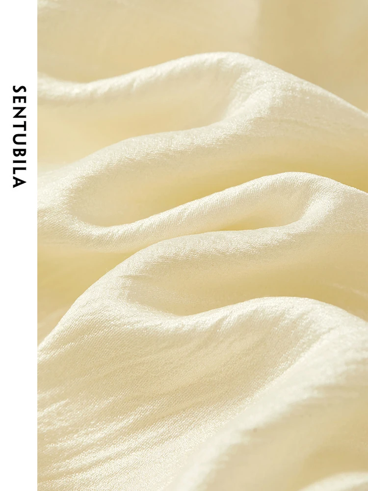 SENTUBILA элегантные модные шифоновые блузки для женщин 2024 рубашка с круглым вырезом