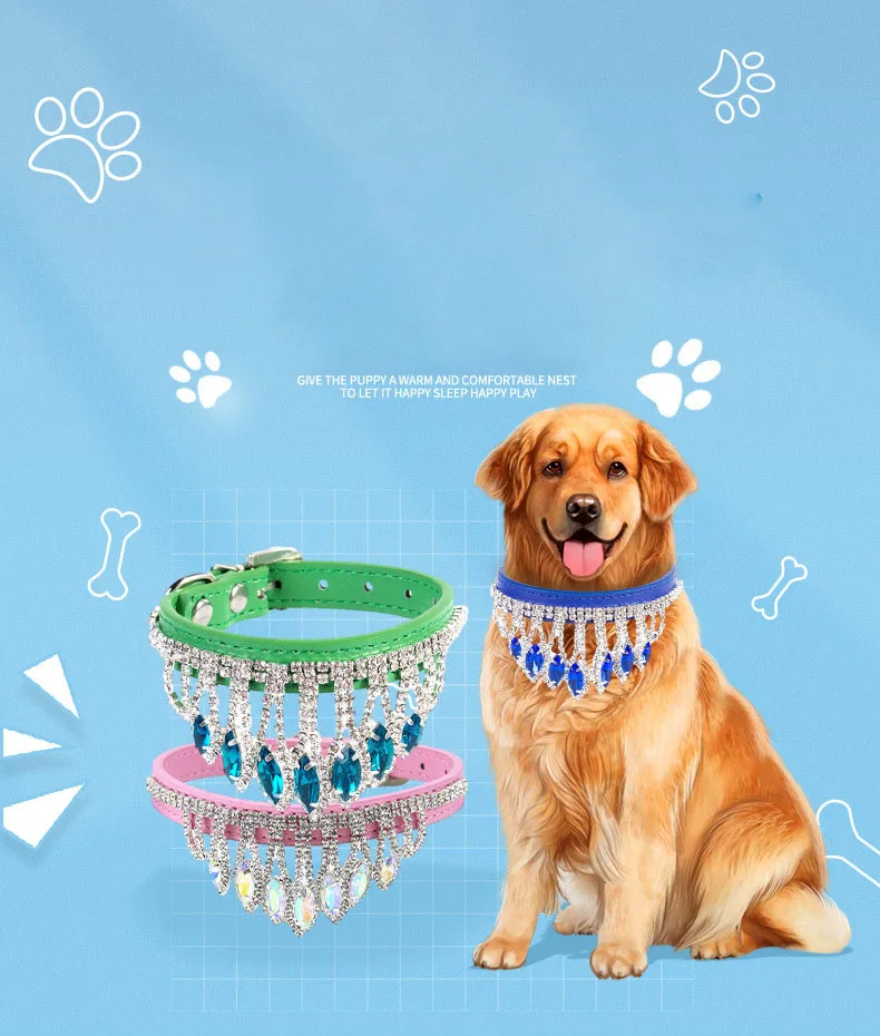 

Cat Crystal Necklace Imitation Pearl Rhinestone Pendants Pearl Necklace Dog Collar Collars For Cats Dogs Pet collier chat perro