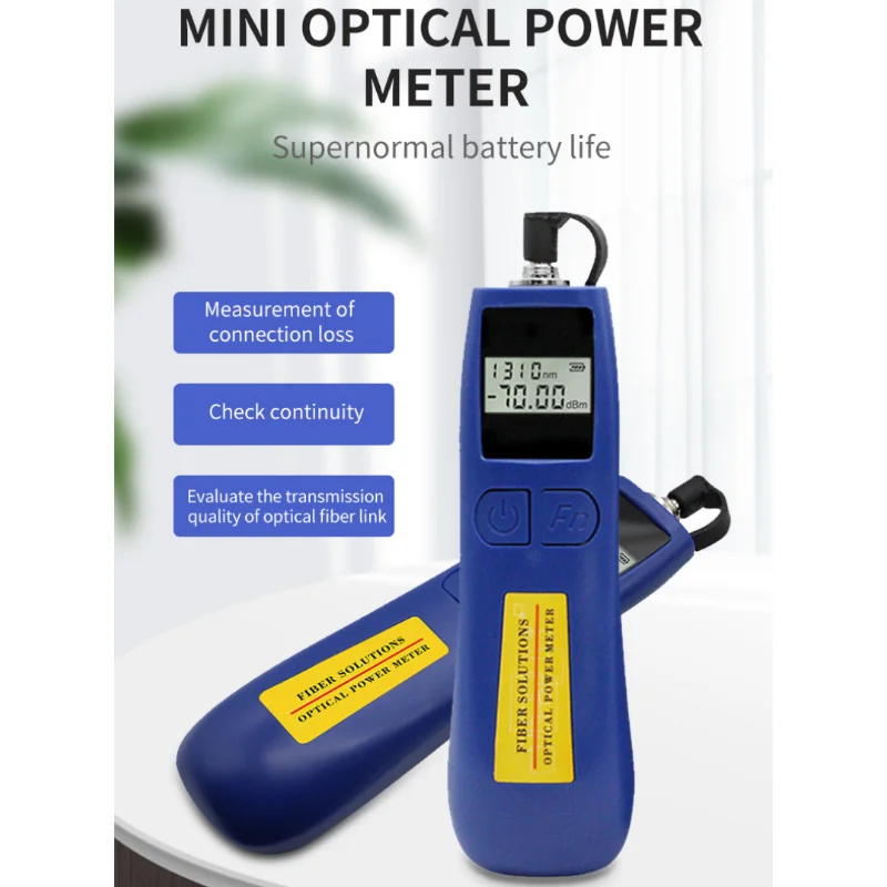 

Handheld Optical Power Meter Tester 2.5mm FC/SC/ST Universal Port 6 Standdard Wavelengths 850/1300/1310/1490/1550/1625/1650nm