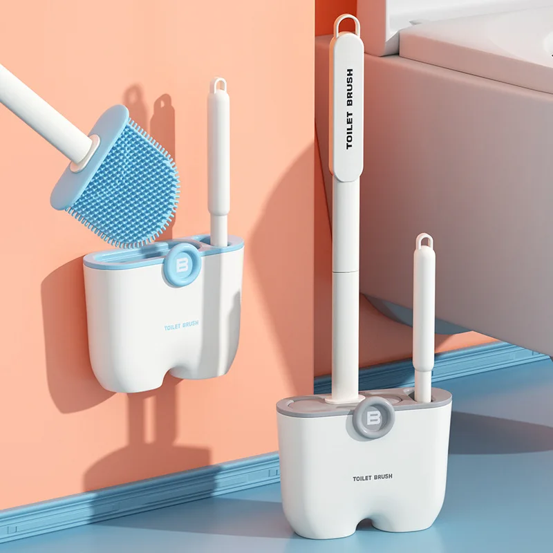 

Gray Silicone Toilet Brush Hole-free Hanging Wall Toilet Accessories Bathroom Brush Cleaning Toilet Bathroom Accessories