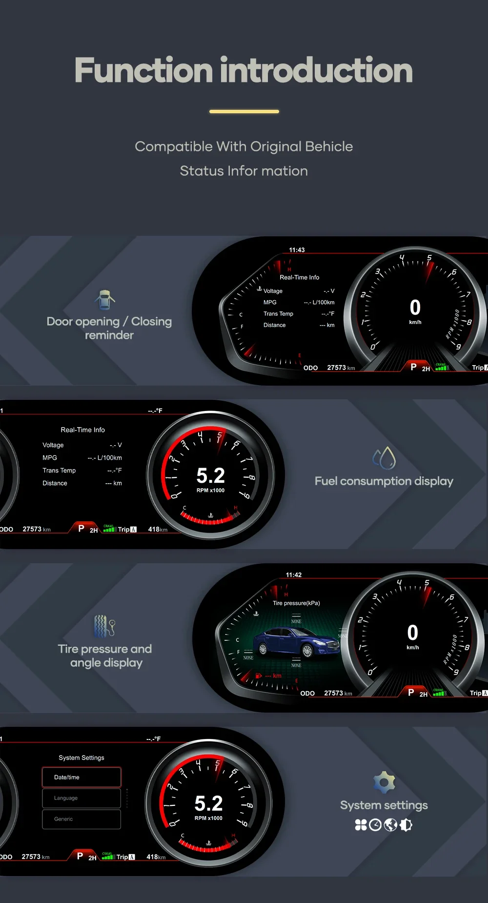 Цифровая плата автомобиля ЖК-дисплей приборной панели для Infiniti Q70 2013-2019 Linux