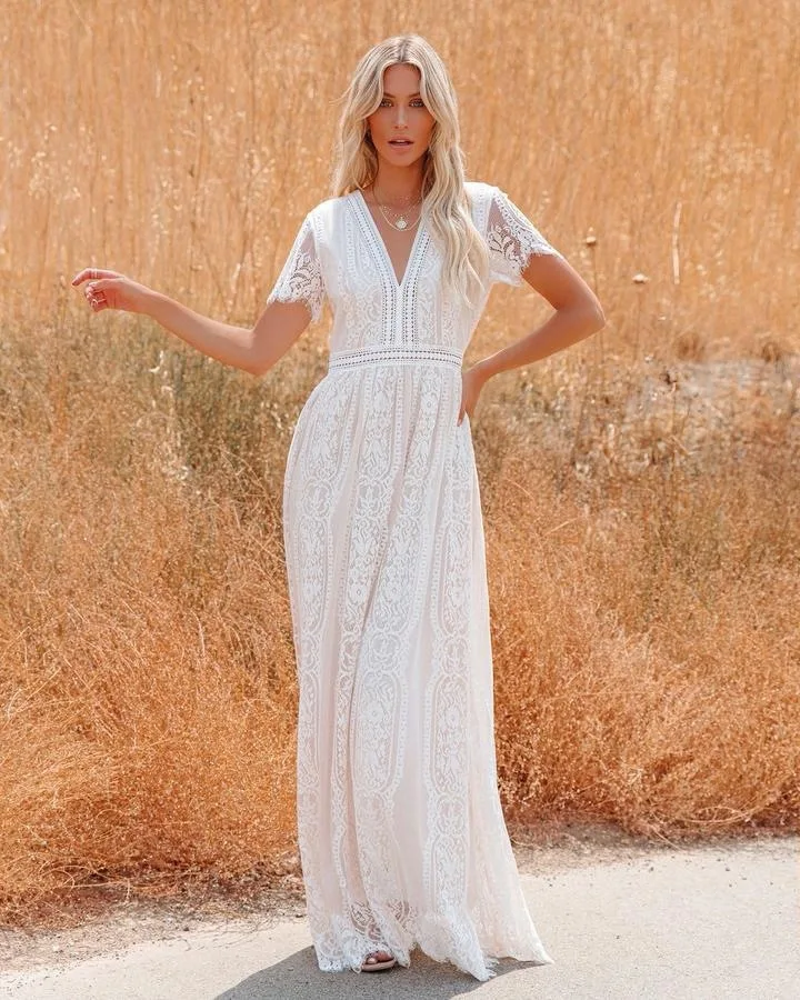 

ZOGAA 2022 Summer Vintage Women Maxi Party Dress Short Sleeve White Lace Long Tunic Beach Dress Vocation Holiday Clothes