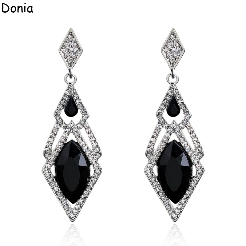 

Donia Jewelry European and American classic crystal earrings droplets micro-encrusted rhinestones new luxury bridal gift