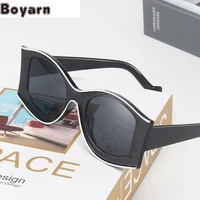 boyarn new trend large frame sunglasses contrast color concave frame sunglasses womens eyewear ins online red street photograph