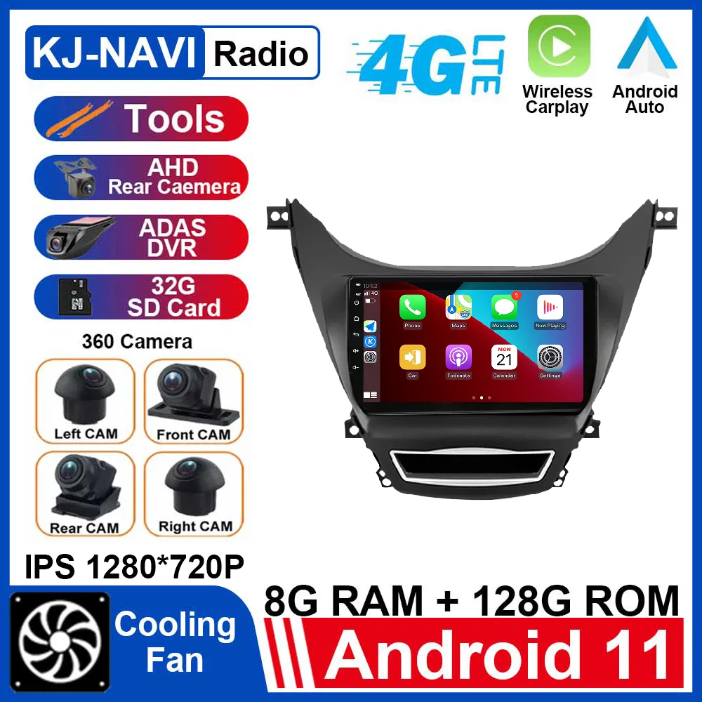 

Android 11 Car Radio Video Stereo Multimedia Player For Hyundai Elantra 5 JK 2010 - 2015 Carplay Android Auto GPS Navi BT WIFI
