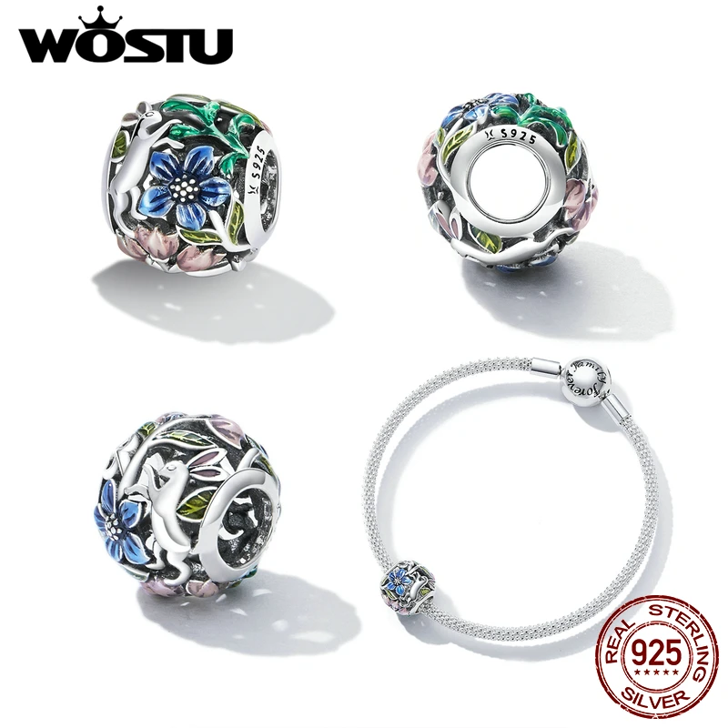WOSTU Шарм из стерлингового серебра 925 пробы животные цветы джунгли секретный кулон