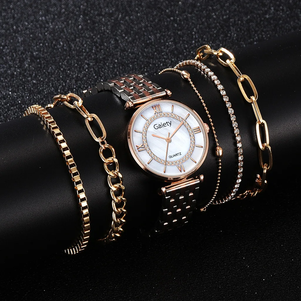 

Женские кварцевые часы со стальным браслетом, классический циферблат