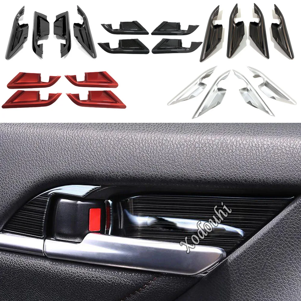 

Car Styling ABS Matte/Carbon Fiber Cover Stick Trim Door Inner Handle Bowl Frame For Toyota New Camry XV70 2017 2018 2019 2020