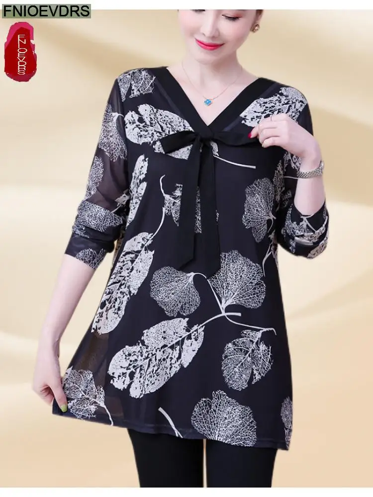 M-5XL 2023 Clothes Clothes Women European Style Elegant Basic Shirt Floral Print Retro Ruffles Belly Tunic Peplum Top Blouses