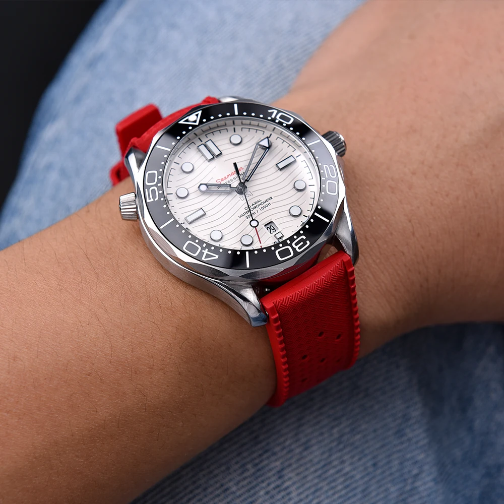 High Quality FKM Tropical Strap 20mm 22mm For Omega/Tudor/Seiko Diving Watches New Quick Release Fluororubber Rubber Watch Band