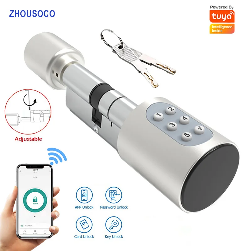 

Tuya BLE Smart Electronic Door Lock Euro DIY Cylinder Digital Password APP Keys IC Card Unlock Keyless for Home Hotels Security