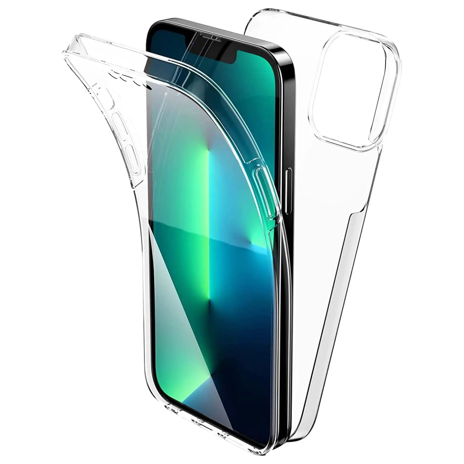 

360° Full Cover Silicone Case For iPhone 14 Pro Max 13 Pro 12 Pro Max 11 XR XS Max 8 Plus 7 Plus 6s 5 Clear Hybrid PC Hard Coque
