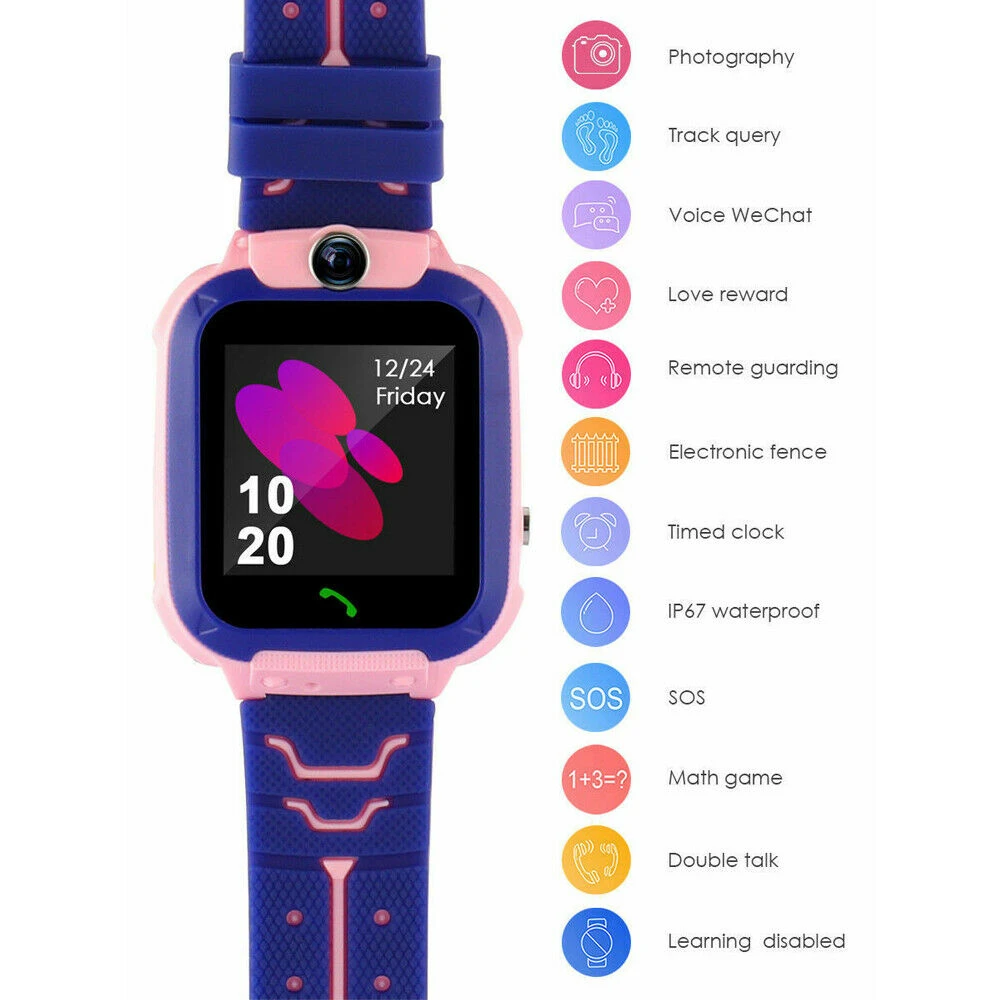 waterproof kids smart watch sos phone watch sports watches boys girls q12 smartwatch children for ios android support sim card free global shipping