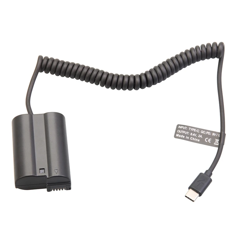 EL15 Фиктивный соединительный аккумулятор Type-C Пружинный кабель для Nikon D500 D600 D750 D780