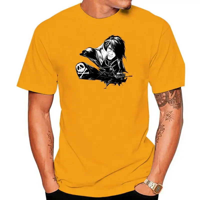 Space Pirate T-Shirts for Men Harlock Captain Manga Anime Casual Cotton Tee Shirt Crewneck Short Sleeve T 4XL 5XL Tops
