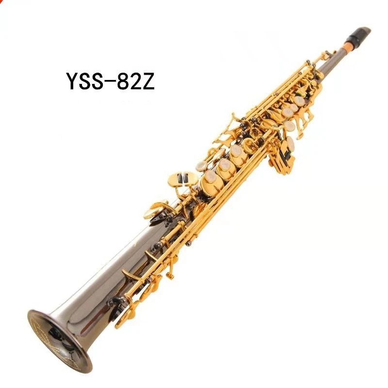 

Japan Soprano Saxophone YSS-82Z Black Nickel Golden One Straight B flat Sax Musical Free Shipping with Hard Boxs