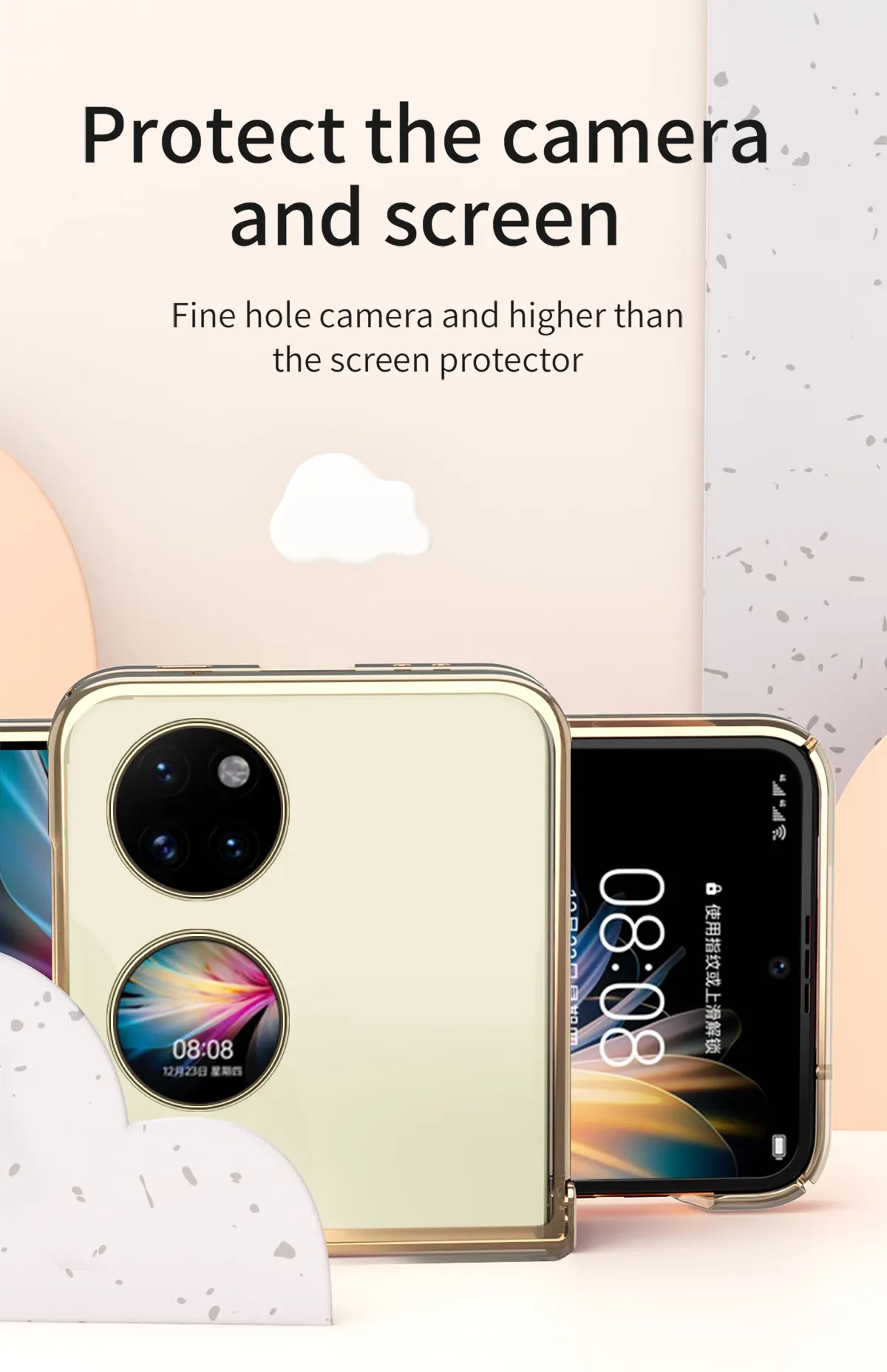 Clear Hinge Funda Fold Case For Huawei P50 Pocket Electroplating Transparent Hard Cover 360 Fully Protected Case