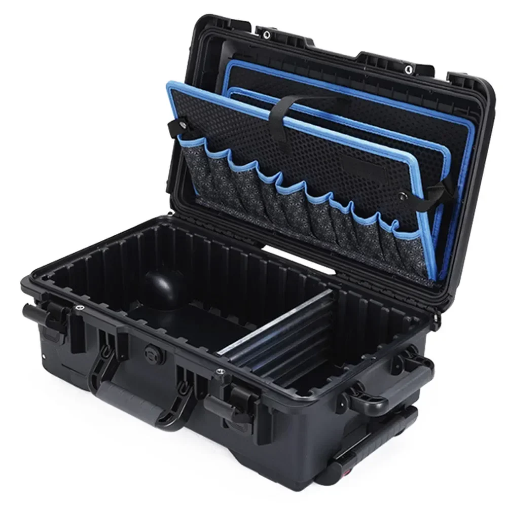 Уличный жесткий чехол с карманом на тележке, доски для инструментов, колеса, инструменты для электрика, нагрудные органайзеры, электрическая дрель, ящик для инструментов, хранение в гараже