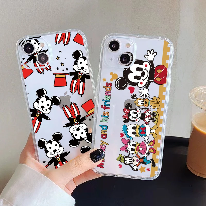 

Disney Cute Mickey Minnie Clear Phone Case For iPhone 11 Pro Max 12 13 Pro Mini X XR XS Max 6 6S 7 8 Plus Se2 Shockproof Funda