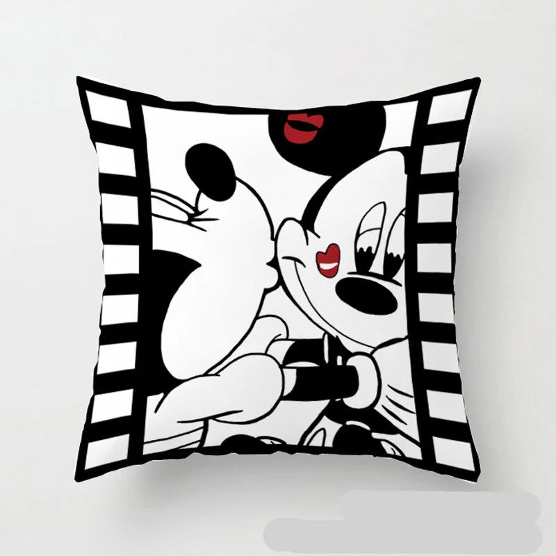 

Disney Mickey Minnie Mouse Minnie Soft Pillowcases White Couple Pillow Cover Decorative Pillows Case Living Room Gift 45x45cm