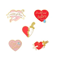 new alloy letter brooch creative cartoon love one arrow through the heart paint badge spot lapel pins