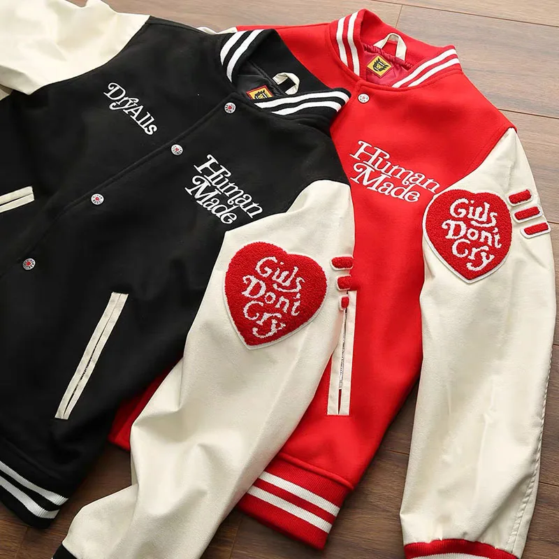 

Girls Don’t Cry Varsity Baseball Jacket Men Women Embroidered Love Stitching High Street Jacket Coats