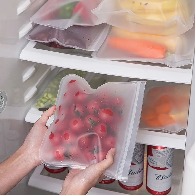 

Bolsas de Silicona Reutilizables para Alimentos, Contenedor de Almacenamiento a Prueba de Fugas con Cierre Hermético