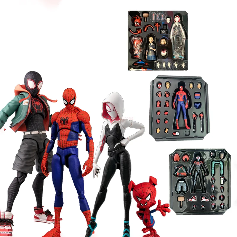 

Sv Spiderman Gwen Peter Action Figure Marvel Into The Spider-Verse Collection Sentinel Miles Morales Figures Christmas Gift Toys