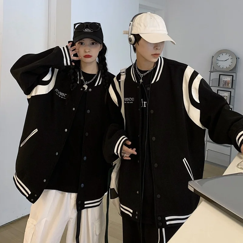 

High quality Couple jacket coat wool stitched baseball autumn and winter contrast hiphop fried Street flying suit male