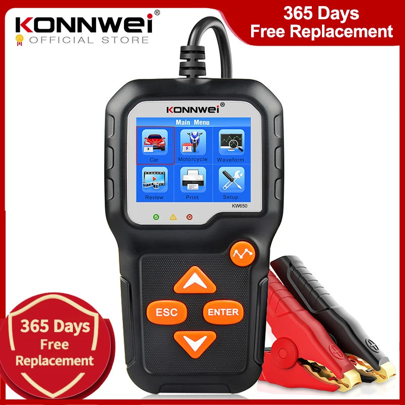 

Тестер аккумуляторной батареи KONNWEI KW650, 12 В, 6 в