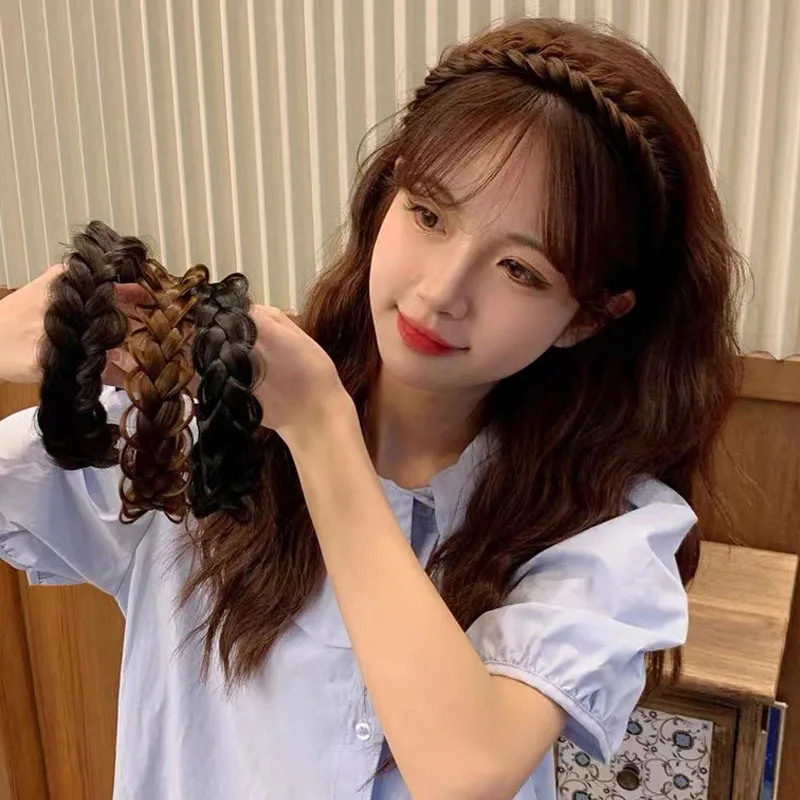 Плетеная повязка на голову Fishbone корейский стиль 2021 Нескользящие аксессуары для