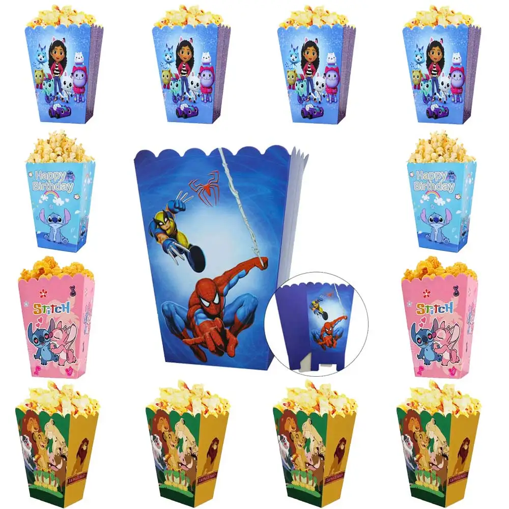 

Disney Spiderman/Lilo and Stitch/Frozen Anna Elsa Popcorn Box Snack Boxes Kids Birthday Party Supplies Baby Shower Gifts Decor