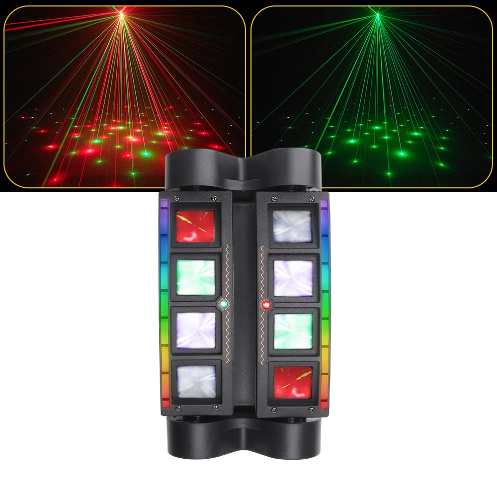 

KEMAX 8X3W Мини-паук с подвижной головкой RGBW луч стробоскопический эффект DMX Disco Dj вечерние огни звуковая активация сценическое освещение