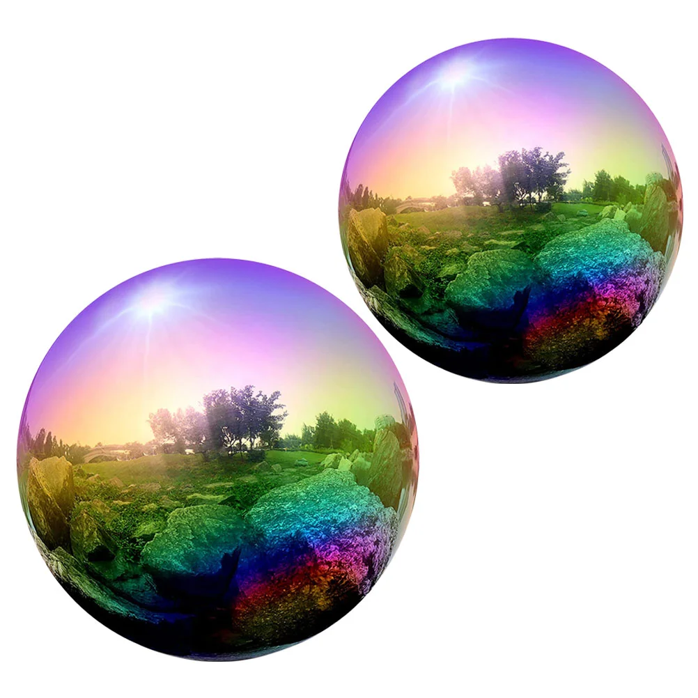 

2 Pcs Garden Reflector Reflection Ball Spheres Shiny Reflective Globe Outdoor Decorations Patio Boutique Stainless Steel Gazing