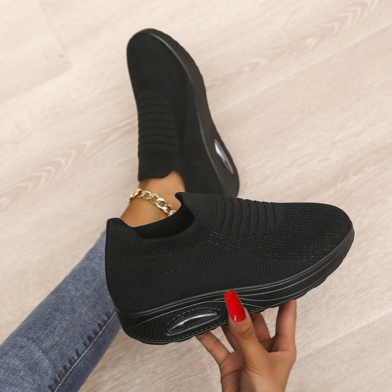 

2022 Women Platform Breathable Mesh Sneakers Woman Fashion Non-slip Sports Shoes Ladies Slip-on Soft Sole Casual Shoes for Women