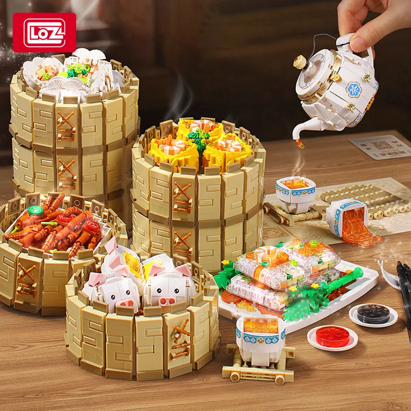 

LOZ Creative Cantonese Morning Tea Snack Mini Bricks Building Block MOC Delicious Food Sets For Children Girl Friends Toys Gifts