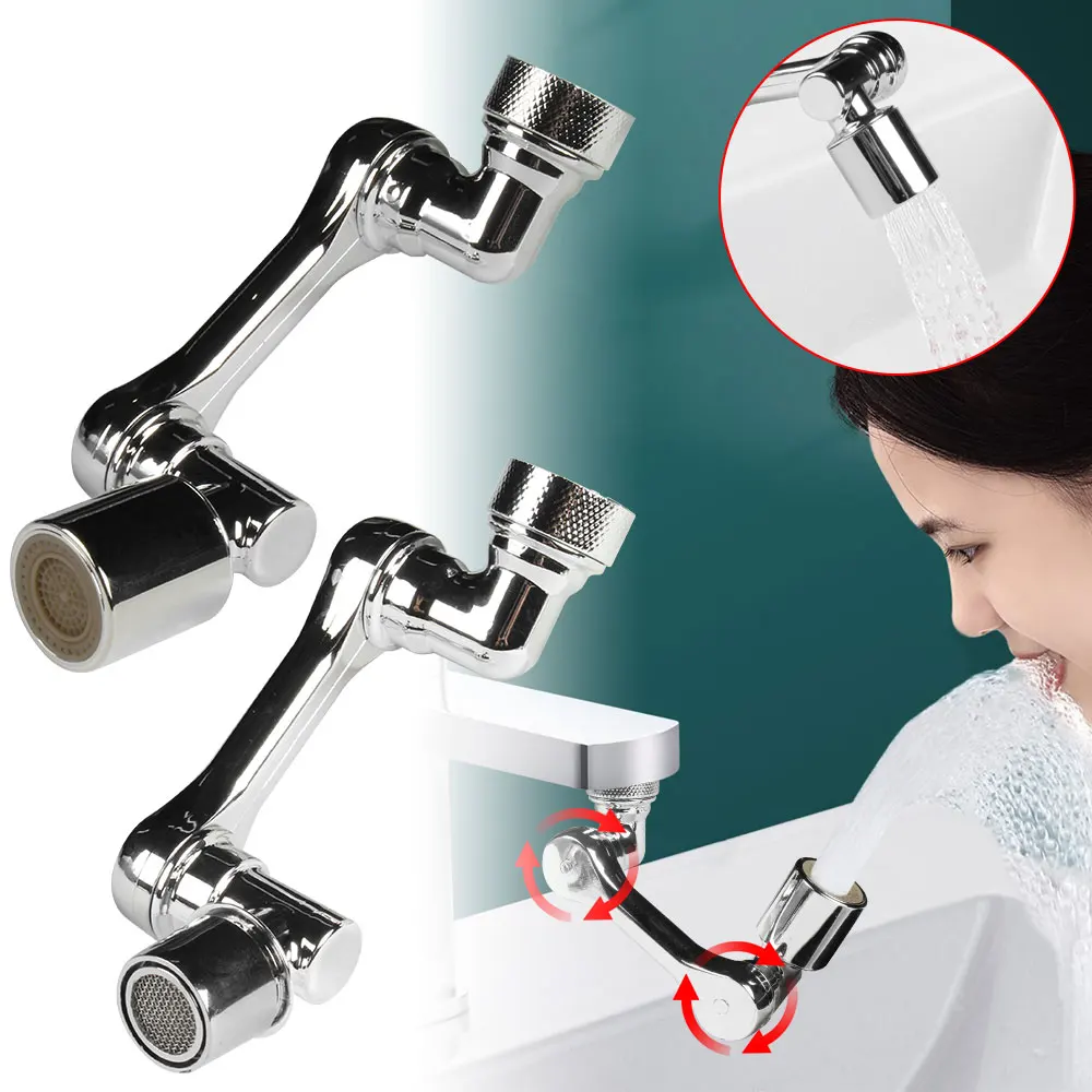 

1080 Rotating Swivel Robotic Arm Swivel Extension Sink Faucet Aerator Bathroom Rotary Faucet Extender Attachment Water Saver