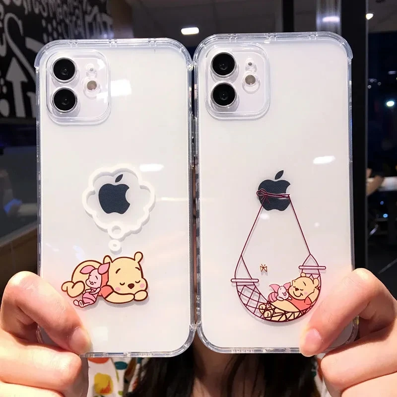 

Disney Cute Winnie the Pooh Tigger Piglet Couple Clear Silicon Phone Case For iPhone 7 8 Plus XR Xs Max 11 12 13 Pro Max Case