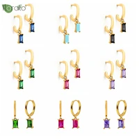 925 sterling silver needle colorful geometric pendant hoop earrings for women c shape stud earrings wedding high luxury jewelry